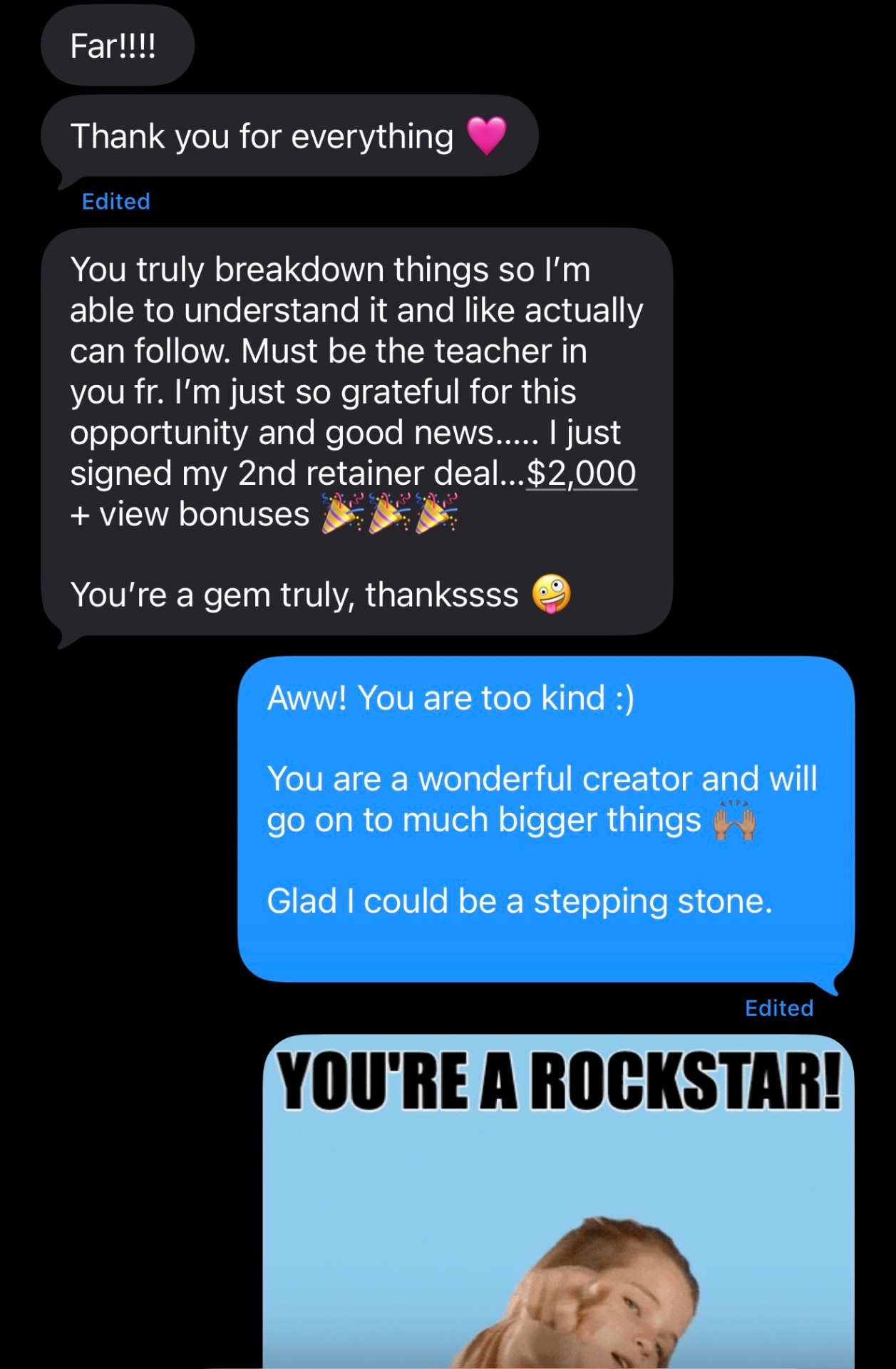 2nd retainer deal — $2,000 + view bonuses 🎉